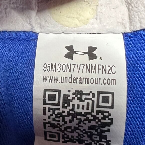 Under Armour HeatGear T-Shirt Mens 2XL Blue Graphic Spellout Loose Fit Pullover - Picture 10 of 11